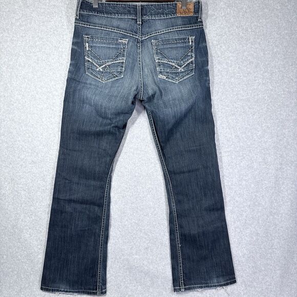 BKE Denim Culture Jeans Womens Sz 28x30 Distressed Stretch Boot Cut Med Wash - Picture 2 of 13